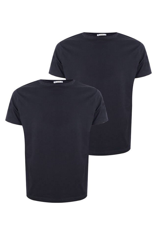 Erkek 2'li Basic Likralı T-Shirt Füme - XL