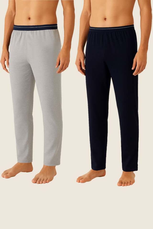 Erkek 2'li Ekonomik Lastikli Pijama Altı