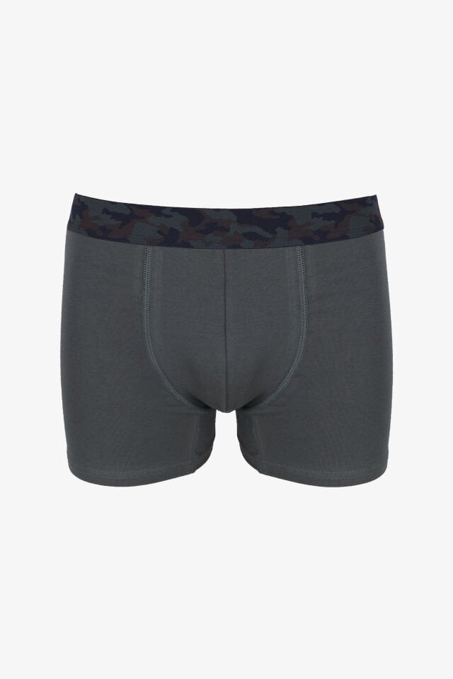 Erkek 2'li Pamuklu Likralı Boxer Siyah - Füme - 2XL