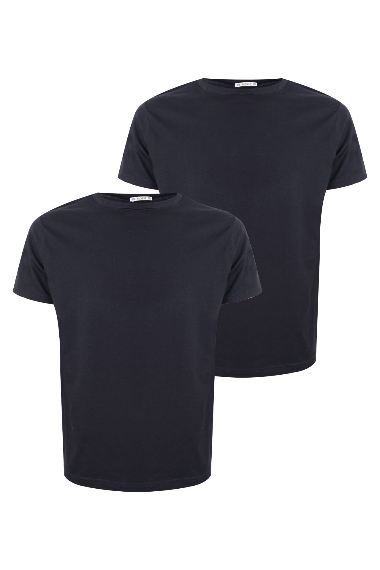 Erkek 2'li Basic Likralı T-Shirt Füme - 2XL