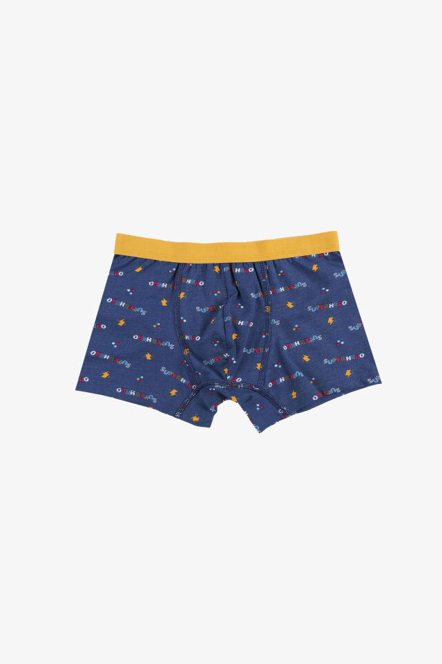 Erkek Çocuk Pamuklu Uzay Baskılı 3'lü Boxer Lacivert - Gri