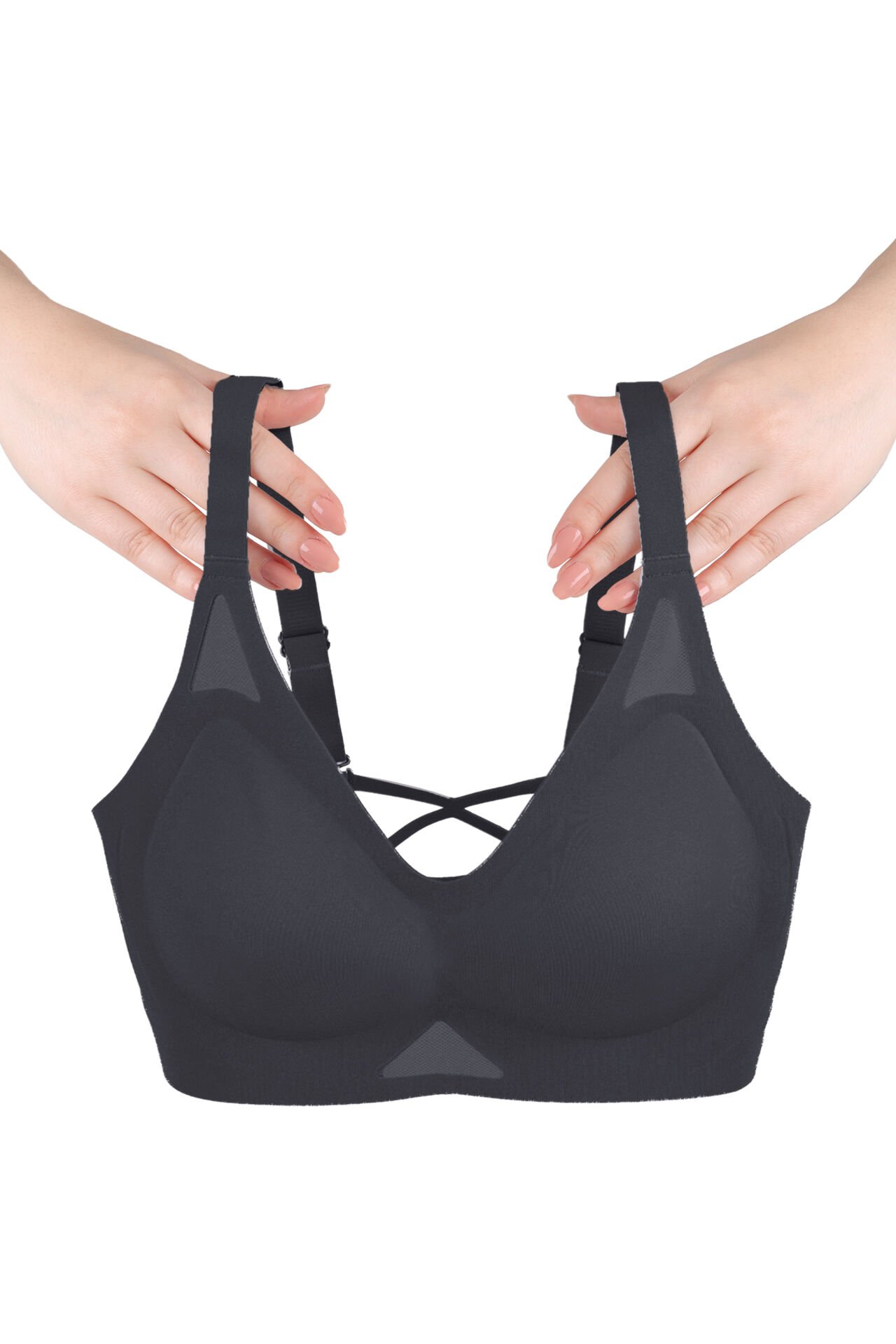 Balensiz Push Up Dikişsiz Çıkarılabilir Pedli Nefes Alan Sporcu Sütyen 80B - Siyah