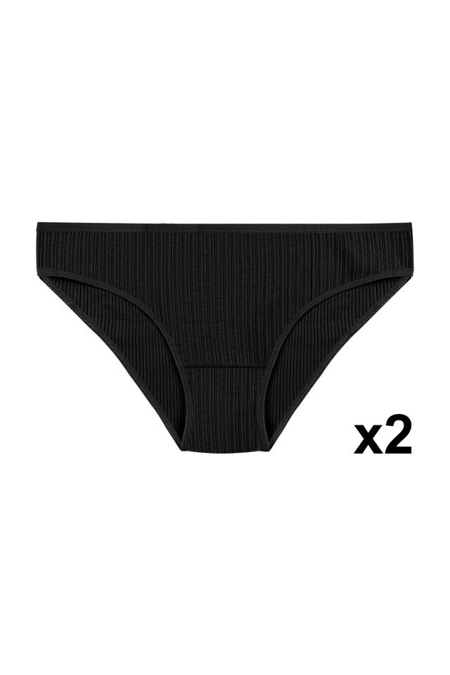 Kadın 7'li Ajur Slip Siyah - Beyaz - L  - XL