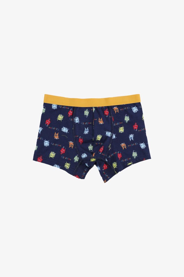 Erkek Çocuk Pamuklu Uzay Baskılı 3'lü Boxer Lacivert - Mavi