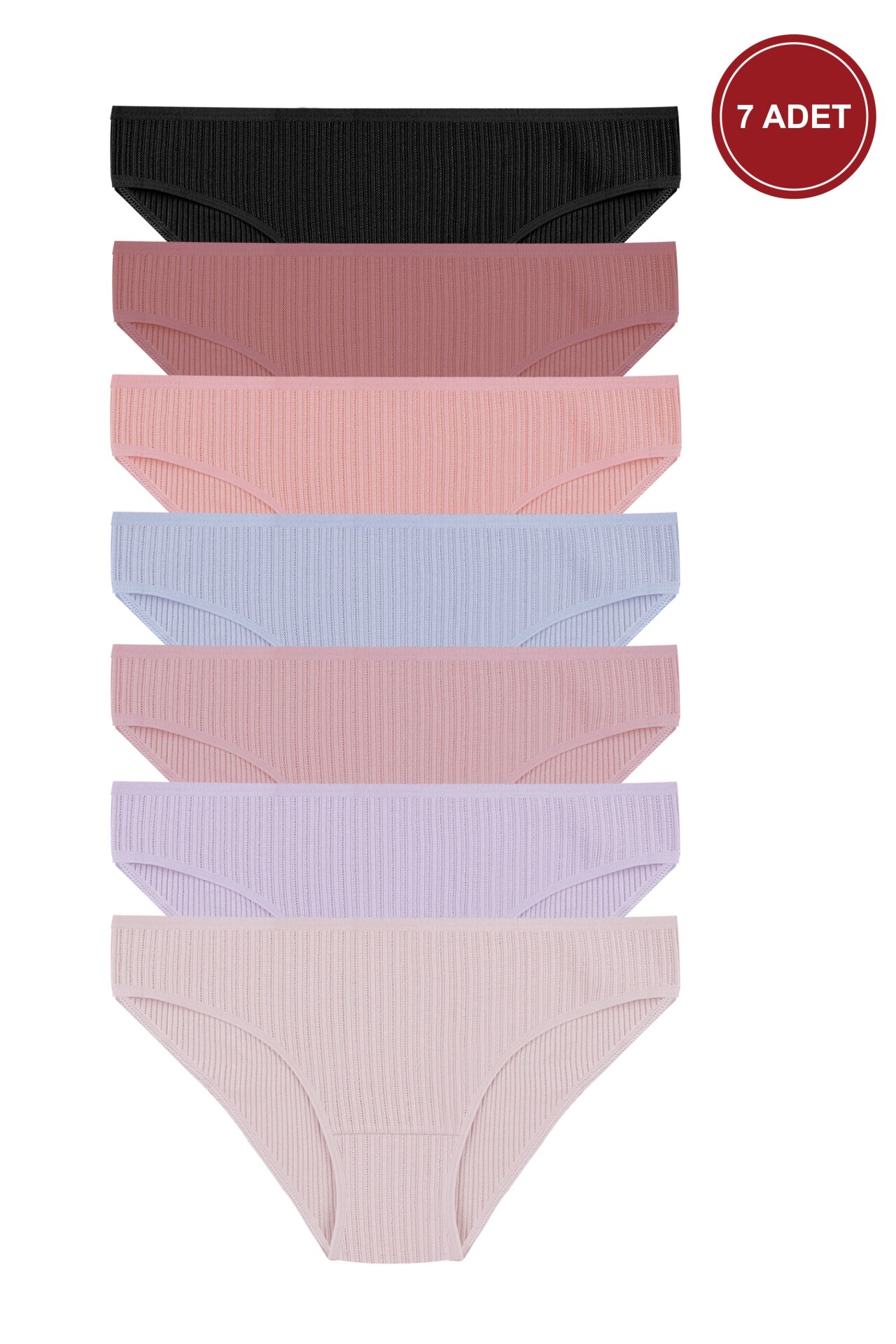 Kadın 7'li Ajur Slip Mavi -  Pembe - L  - XL