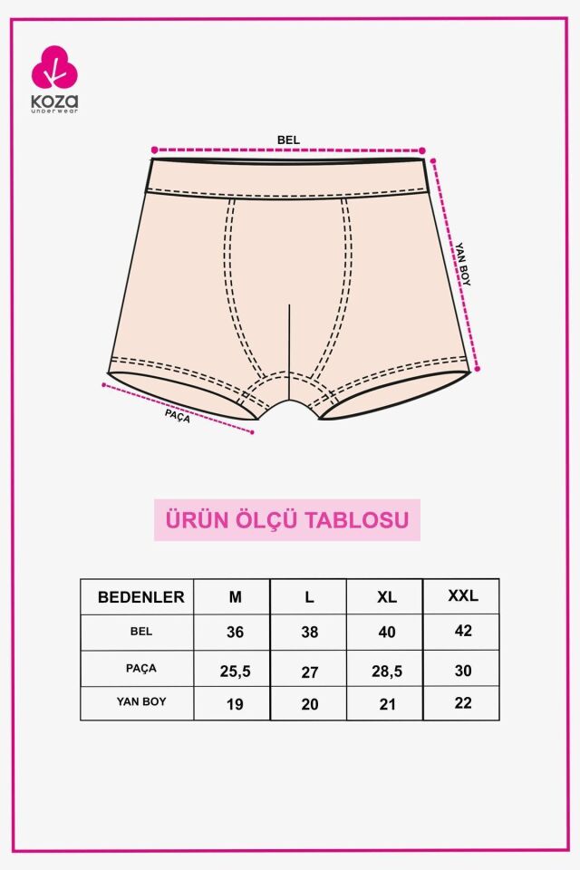 Erkek 3'lü Pamuklu Likralı Boxer KO9003BX-18 Gri Melanj-Etnik-Siyah - 2XL