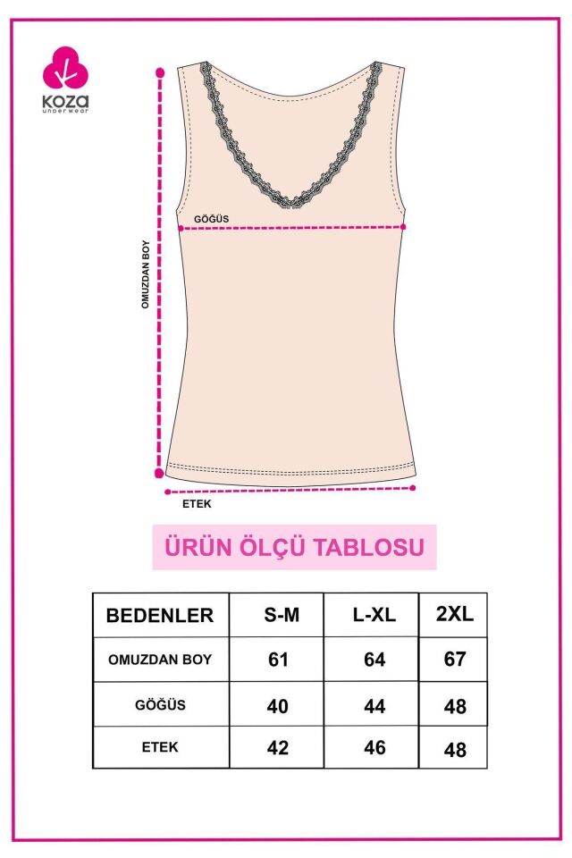Kadın 2'li Dantel Detaylı Atlet Beyaz - 2XL - Beyaz - 2XL