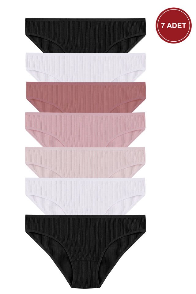 Kadın 7'li Ajur Slip Ten  - Beyaz - L  - XL