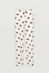 Kadın Pamuklu Ayıcık Desenli Kısa Kollu Pijama Takımı