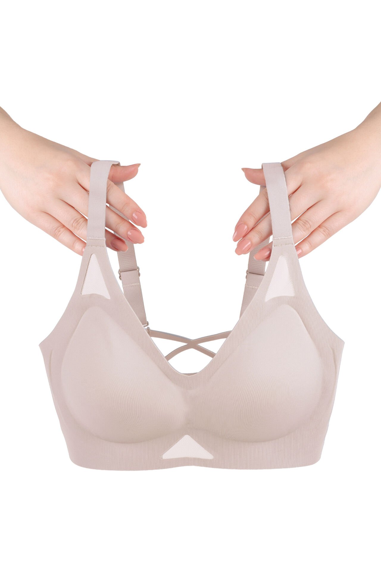 Balensiz Push Up Dikişsiz Çıkarılabilir Pedli Nefes Alan Sporcu Sütyen 85B - Ten