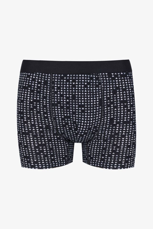 Erkek 3'lü Pamuklu Likralı Boxer KO9003BX-18 Gri Melanj-Etnik-Siyah - XL