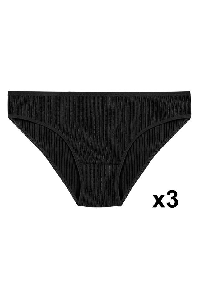 Kadın 7'li Ajur Slip Siyah - Ten - L  - XL