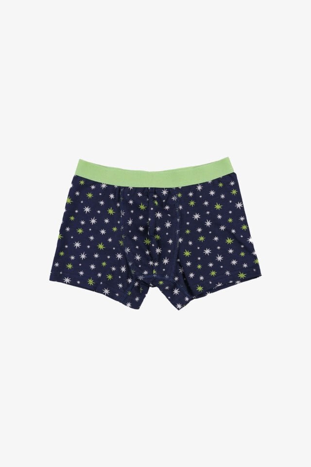 Erkek Çocuk Pamuklu Uzay Baskılı 3'lü Boxer 5 - 7 Yaş - Gri - Yeşil