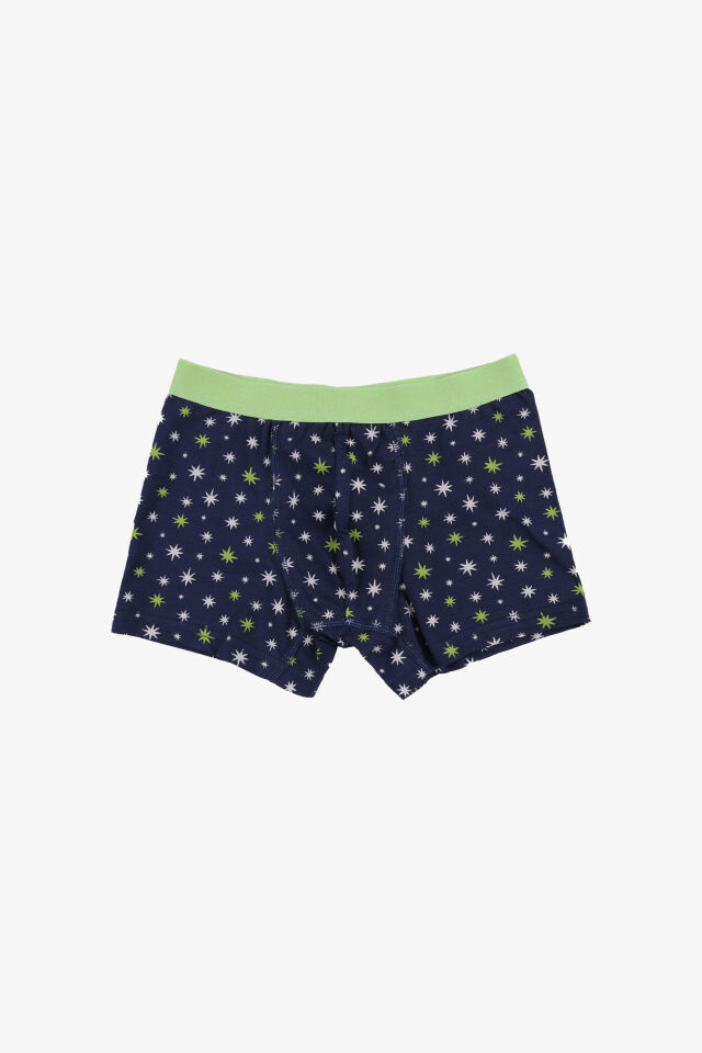 Erkek Çocuk Pamuklu Uzay Baskılı 3'lü Boxer 5 - 7 Yaş - Gri - Yeşil