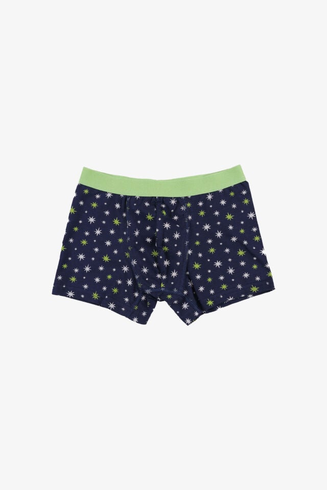 Erkek Çocuk Pamuklu Uzay Baskılı 3'lü Boxer 5 - 7 Yaş - Gri - Yeşil