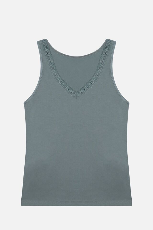 Kadın 2'li Dantel Detaylı Atlet Siyahcagla - 2XL - Siyahcagla - 2XL