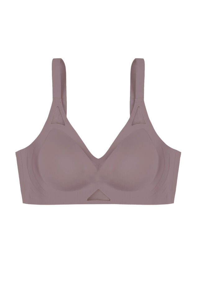 Balensiz Push Up Dikişsiz Çıkarılabilir Pedli Nefes Alan Sporcu Sütyen 80B - Toprak