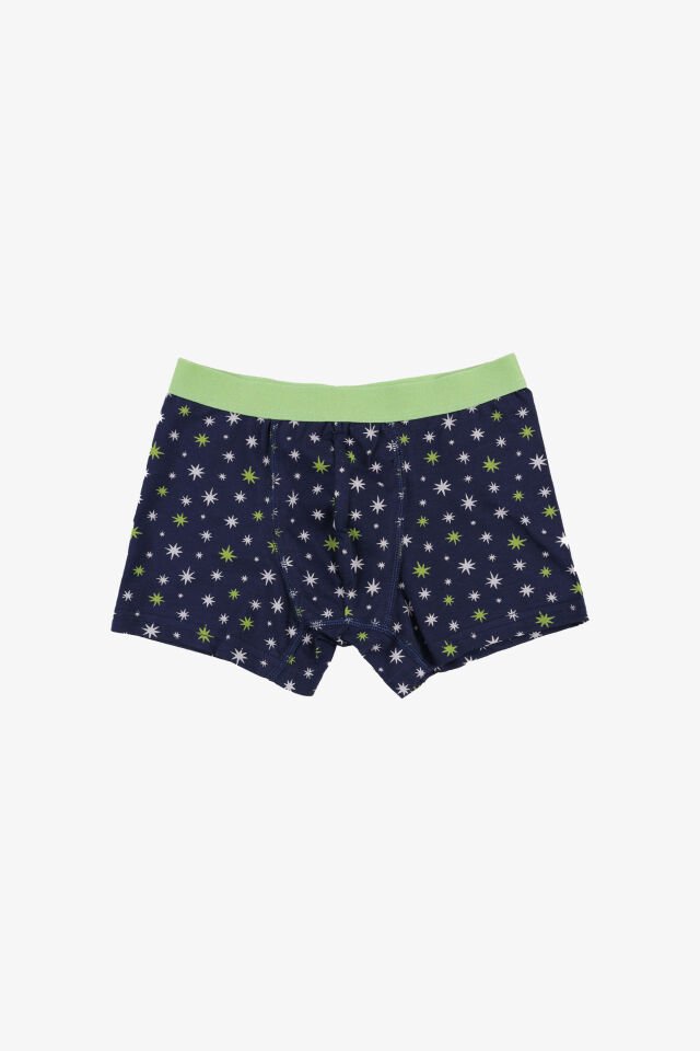 Erkek Çocuk Pamuklu Uzay Baskılı 3'lü Boxer 7 - 9 Yaş - Gri - Yeşil