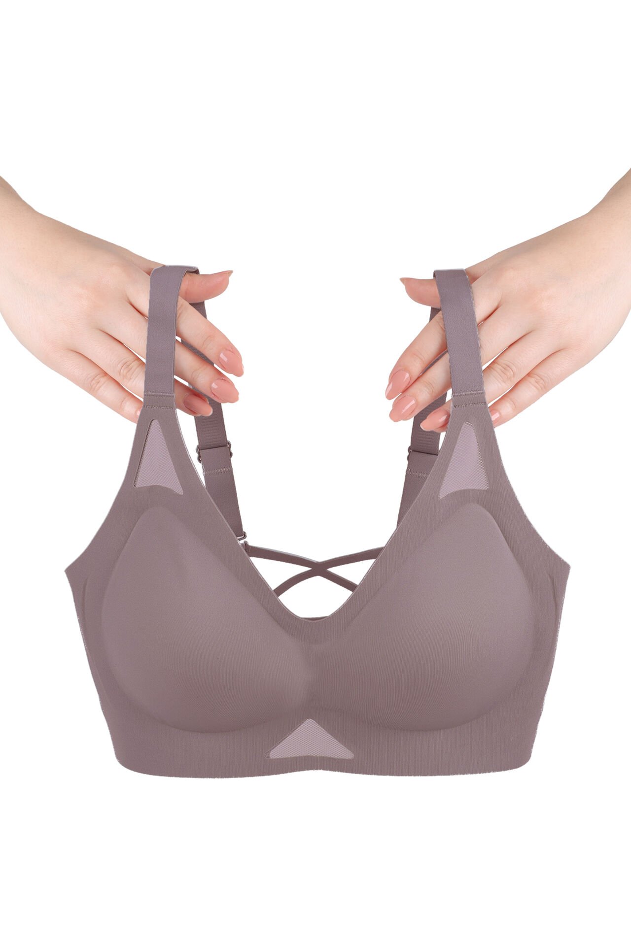 Balensiz Push Up Dikişsiz Çıkarılabilir Pedli Nefes Alan Sporcu Sütyen 95B - Toprak