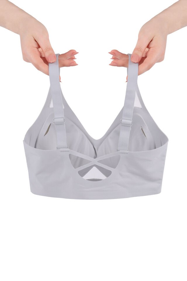 Balensiz Push Up Dikişsiz Çıkarılabilir Pedli Nefes Alan Sporcu Sütyen 90B - Bebe Mavisi