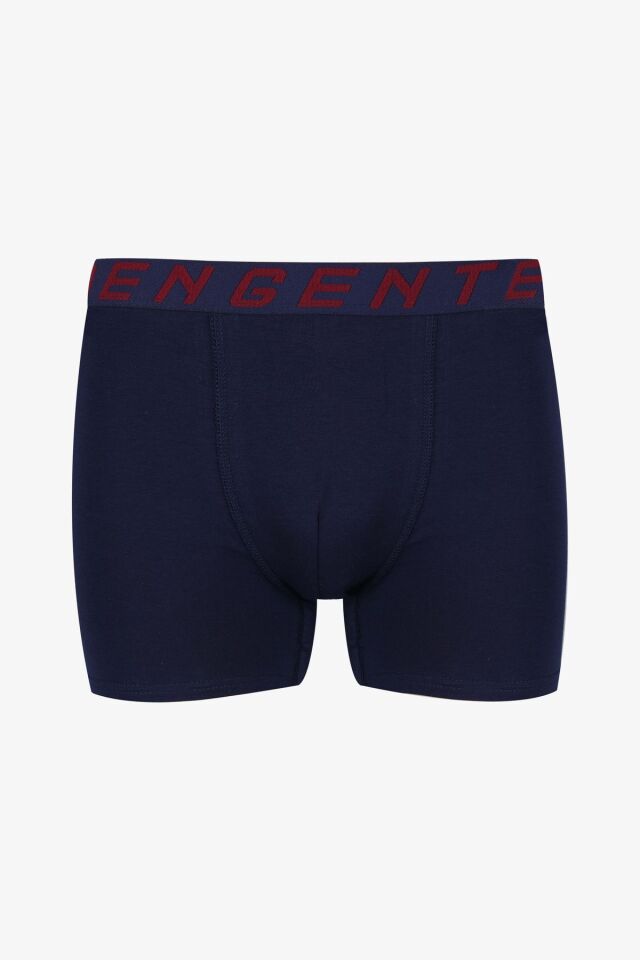 Erkek 3'lü Pamuklu Likralı Boxer Lacivertdesenlikırmızı - L