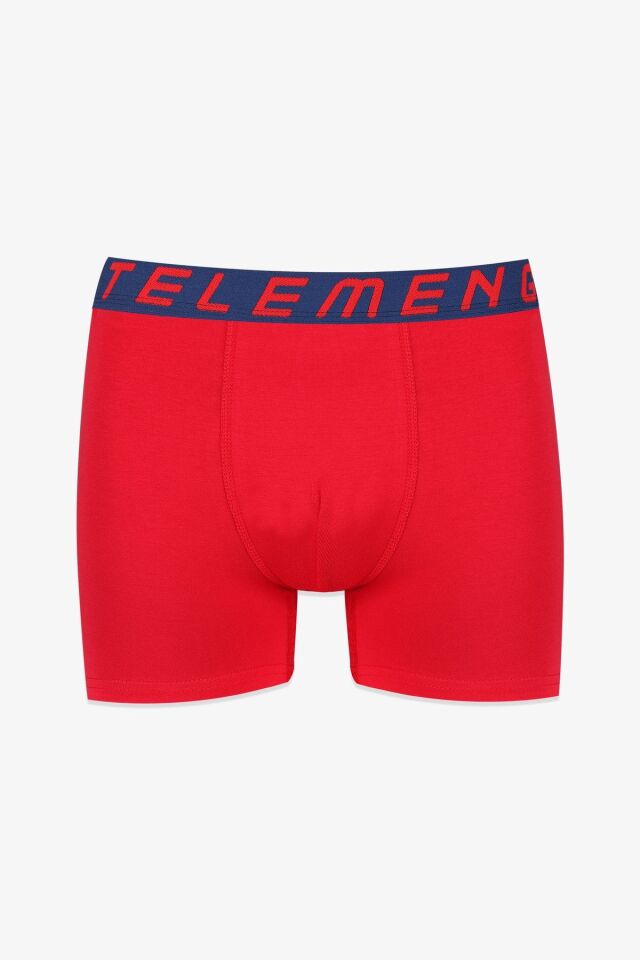 Erkek 3'lü Pamuklu Likralı Boxer Lacivertdesenlikırmızı - L