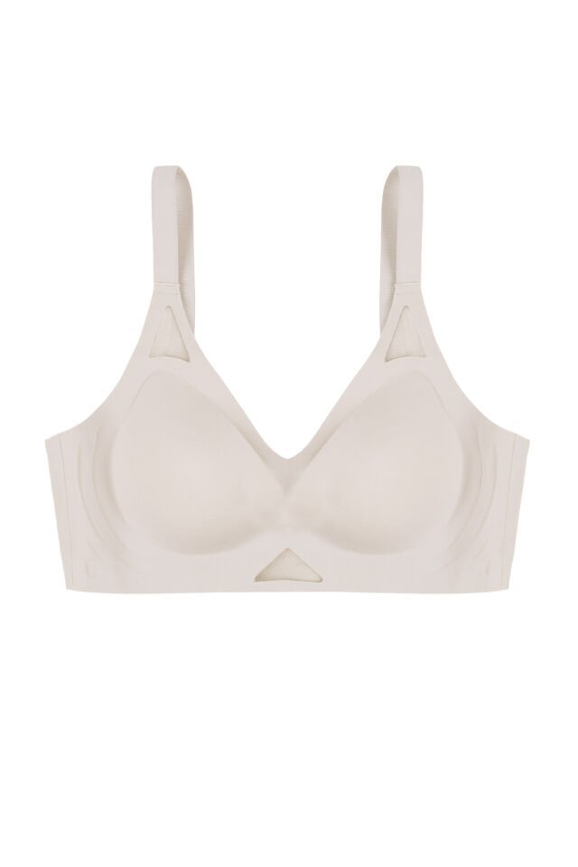 Balensiz Push Up Dikişsiz Çıkarılabilir Pedli Nefes Alan Sporcu Sütyen 90B - Ekru