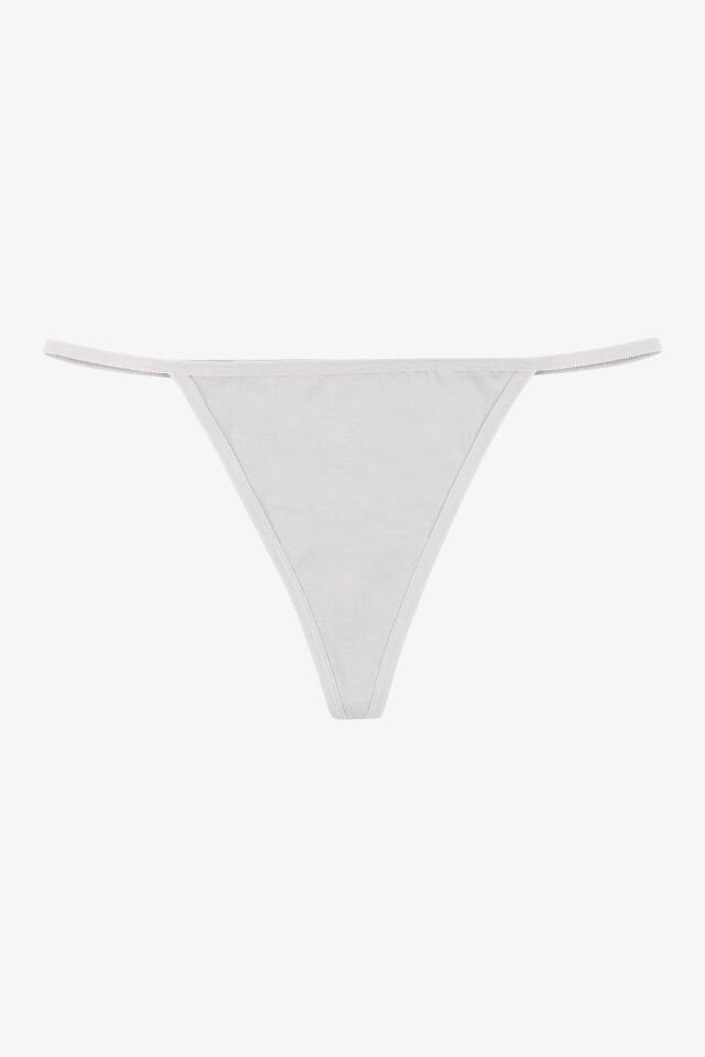 Kadın Pamuklu Basic Tanga Külot 3'lü Paket Siyah - Ekru - S - M