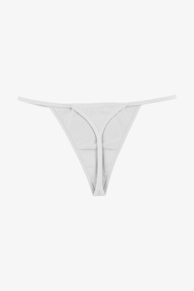 Kadın Pamuklu Basic Tanga Külot 3'lü Paket Siyah - Ekru - L -XL