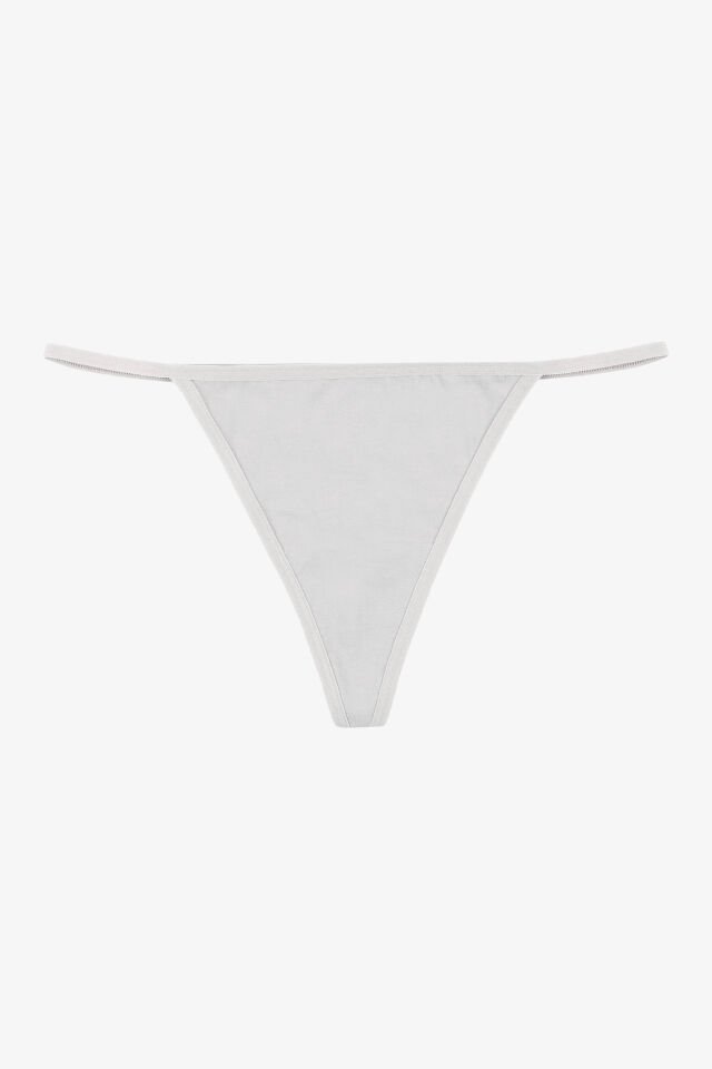 Kadın Pamuklu Basic Tanga Külot 3'lü Paket Siyah - Ekru - L -XL