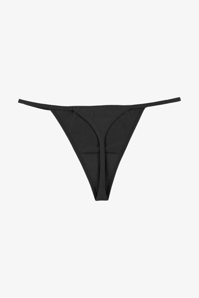 Kadın Pamuklu Basic Tanga Külot 3'lü Paket Siyah - Ekru - L -XL