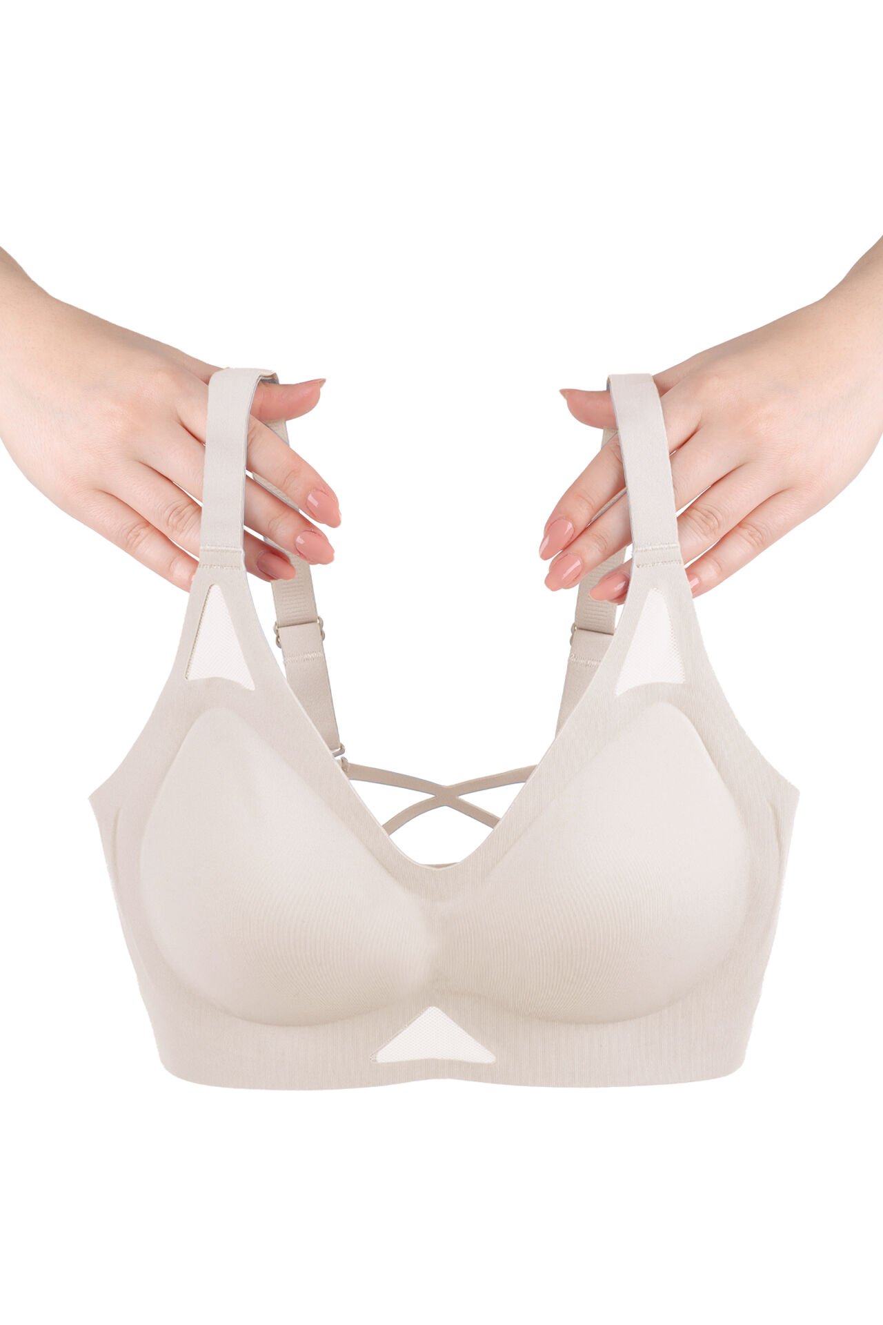 Balensiz Push Up Dikişsiz Çıkarılabilir Pedli Nefes Alan Sporcu Sütyen Ekru - 75B