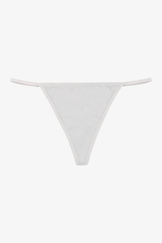 Kadın Pamuklu Basic Tanga Külot 3'lü Paket Siyah - Ekru - 2XL
