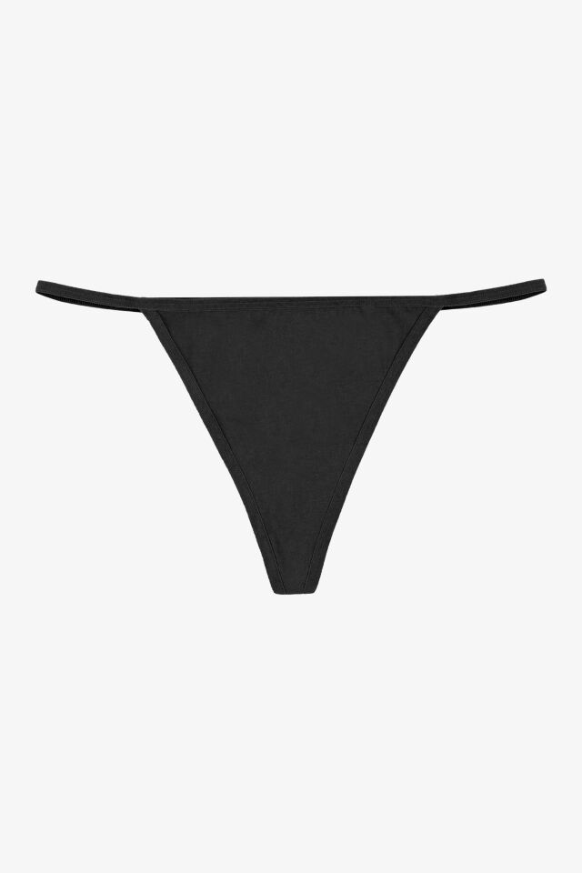 Kadın Pamuklu Basic Tanga Külot 3'lü Paket Siyah - Ekru - 2XL