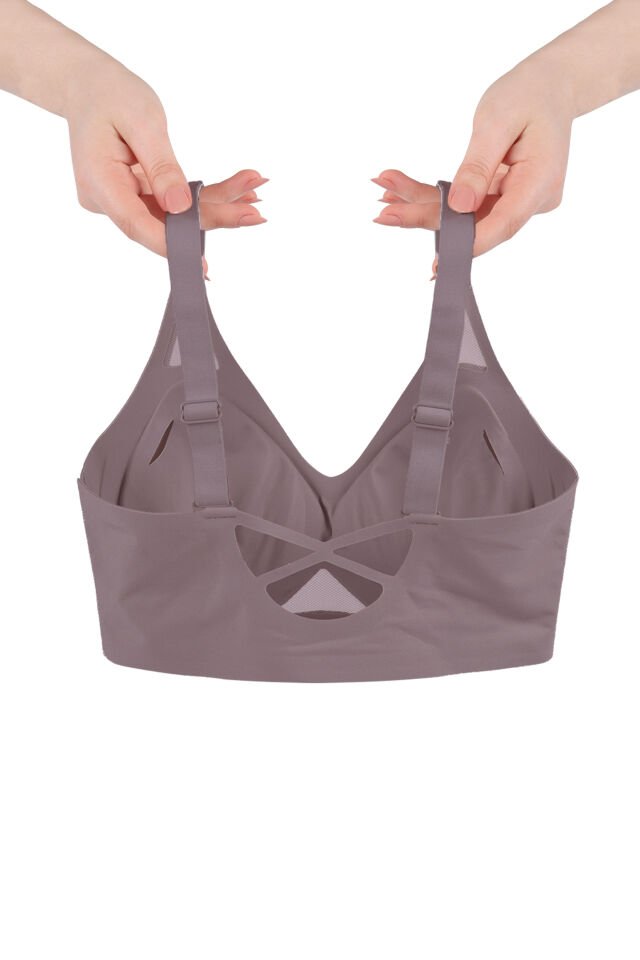 Balensiz Push Up Dikişsiz Çıkarılabilir Pedli Nefes Alan Sporcu Sütyen 75B - Toprak