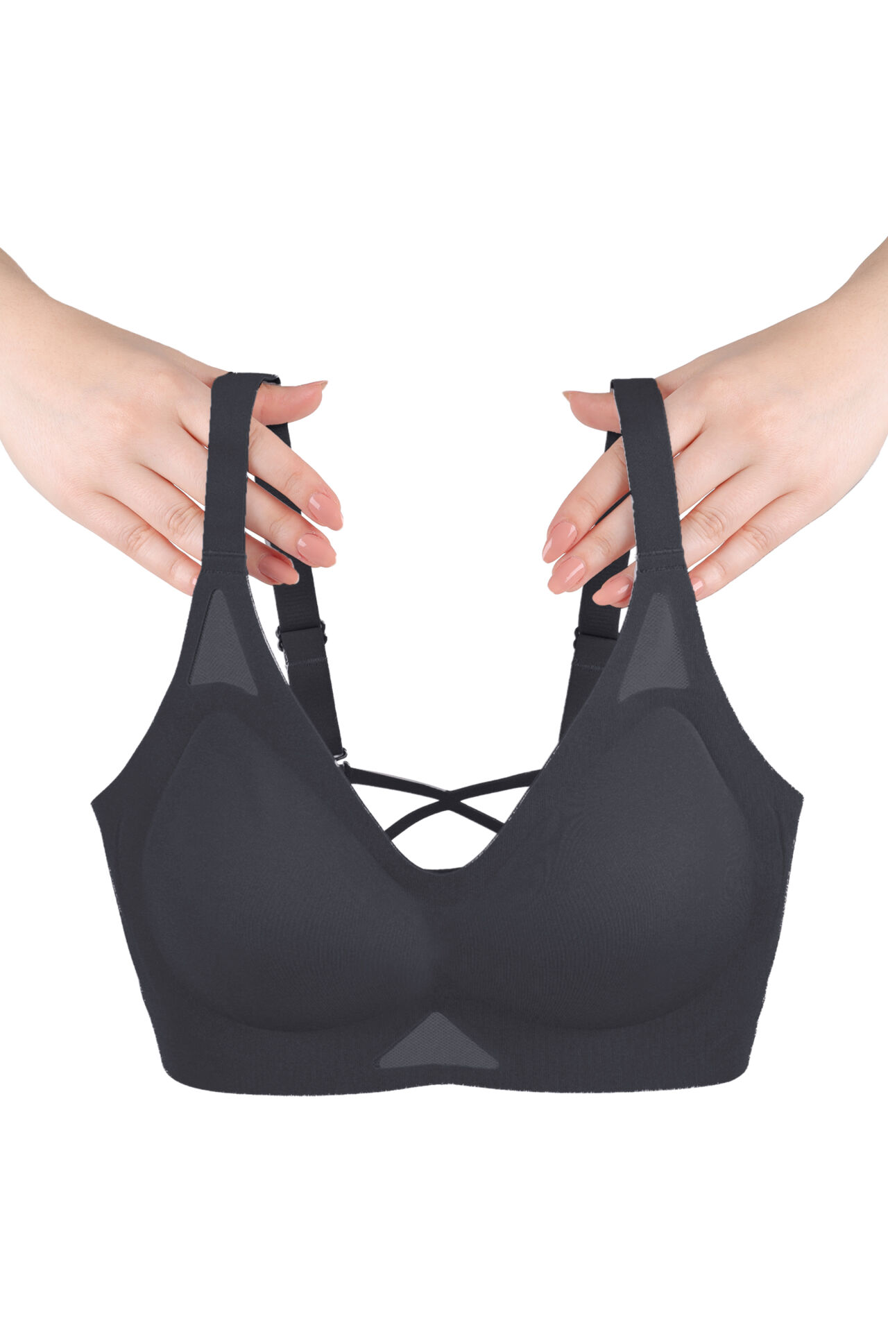 Balensiz Push Up Dikişsiz Çıkarılabilir Pedli Nefes Alan Sporcu Sütyen Siyah - 75B