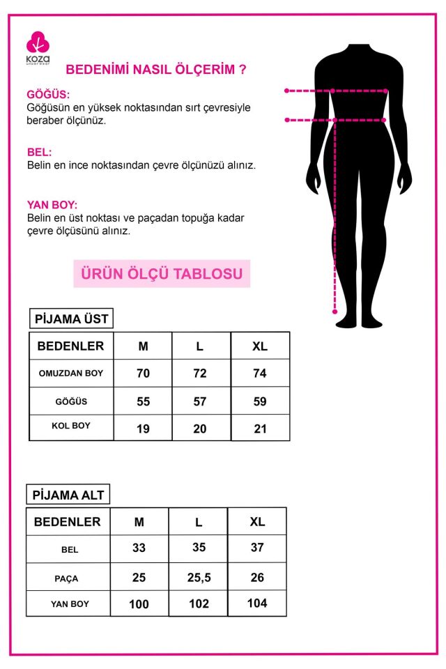 Kadın Pamuklu Ayıcık Desenli Kısa Kollu Pijama Takımı 72113 - M - M - 72113