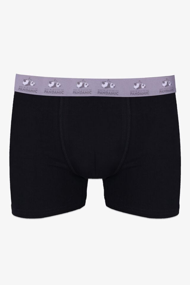 Erkek 5'li Pamuklu Likralı Renkli Lastikli Boxer (FARKLI LASTİK SEÇENEKLERİ) 4siyah1laciveryazılılastik - L