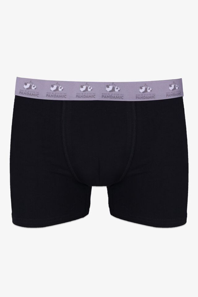 Erkek 5'li Pamuklu Likralı Renkli Lastikli Boxer (FARKLI LASTİK SEÇENEKLERİ) 4siyah1laciveryazılılastik - L