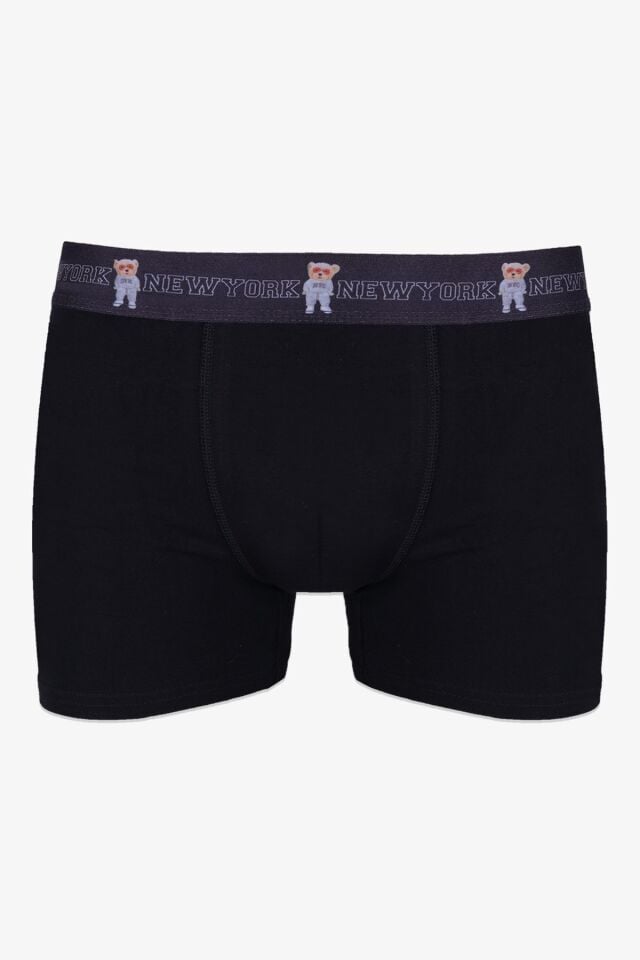 Erkek 5'li Pamuklu Likralı Renkli Lastikli Boxer (FARKLI LASTİK SEÇENEKLERİ) 4siyah1laciveryazılılastik - L