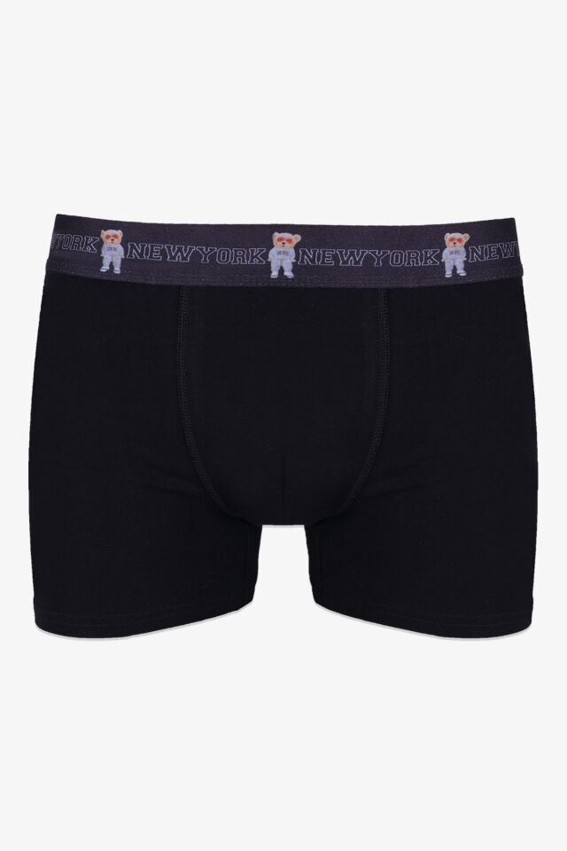 Erkek 5'li Pamuklu Likralı Renkli Lastikli Boxer (FARKLI LASTİK SEÇENEKLERİ) 4siyah1laciveryazılılastik - L