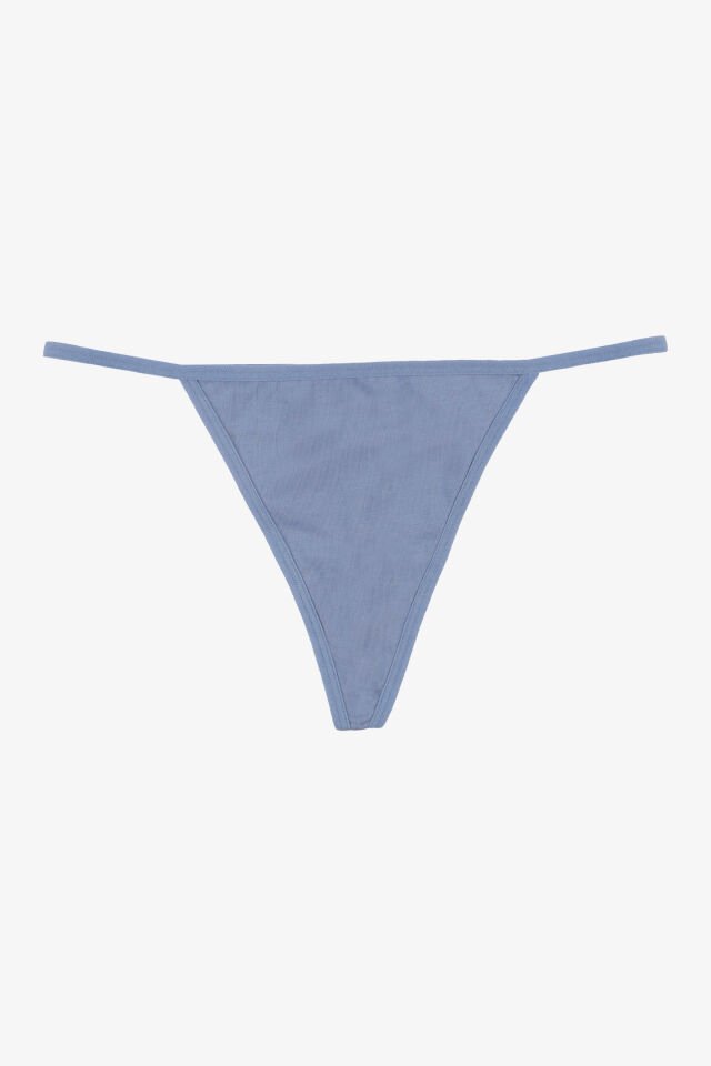 Kadın Pamuklu Basic Tanga Külot 3'lü Paket Mavi - Gri - L -XL