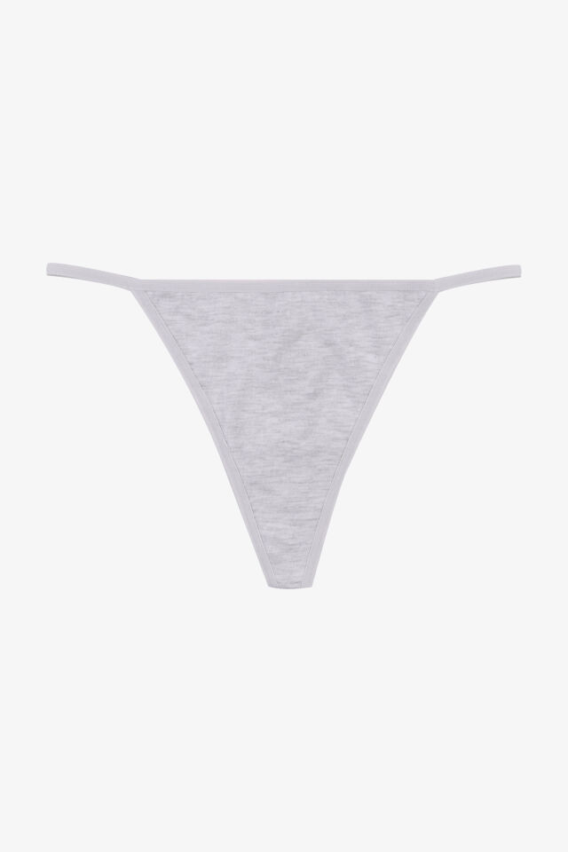 Kadın Pamuklu Basic Tanga Külot 3'lü Paket Mavi - Gri - L -XL
