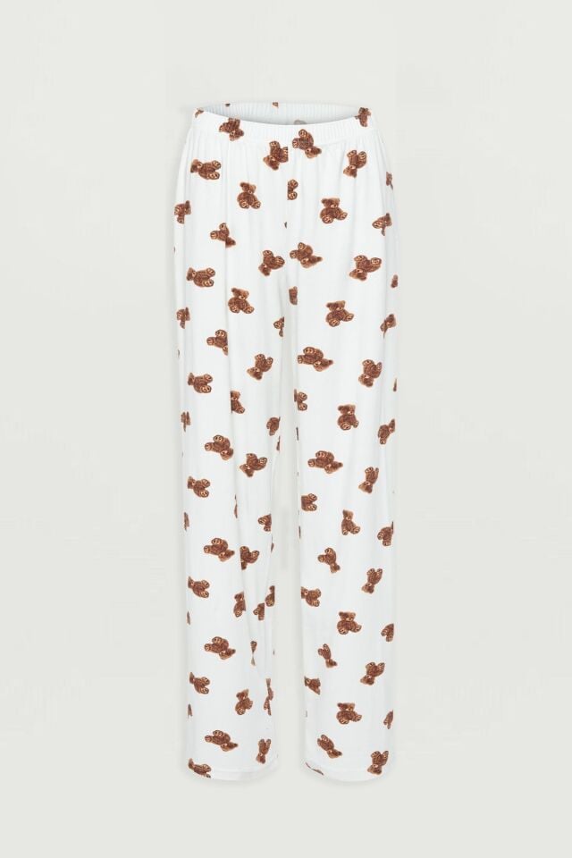 Kadın Pamuklu Ayıcık Desenli Kısa Kollu Pijama Takımı 72113 - XL - XL - 72113