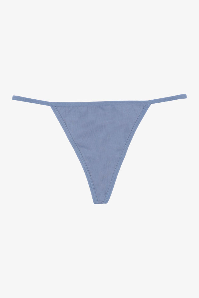 Kadın Pamuklu Basic Tanga Külot 3'lü Paket Mavi - Gri - 2XL