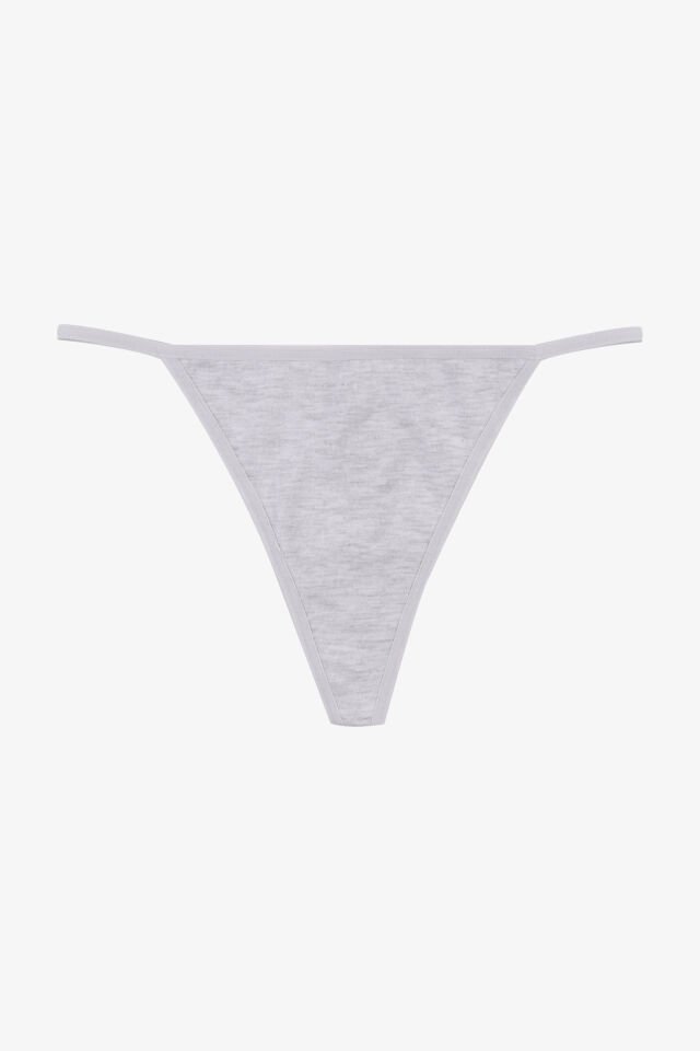 Kadın Pamuklu Basic Tanga Külot 3'lü Paket Mavi - Gri - 2XL