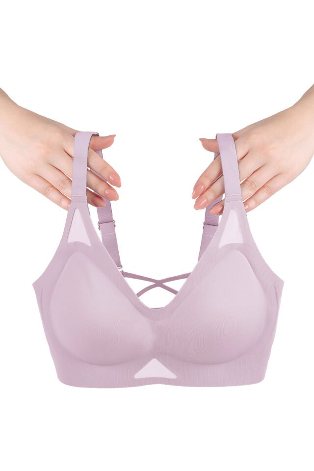 Balensiz Push Up Dikişsiz Çıkarılabilir Pedli Nefes Alan Sporcu Sütyen 90B - Gül Kurusu