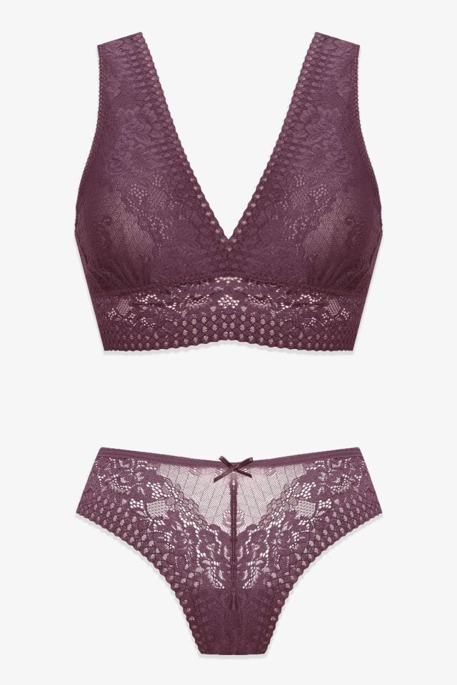 Kadın Kalın Askılı Dantelli Büstiyer Takım 80275 Gül Kurusu - 85B - 80275 Gül Kurusu - 85B