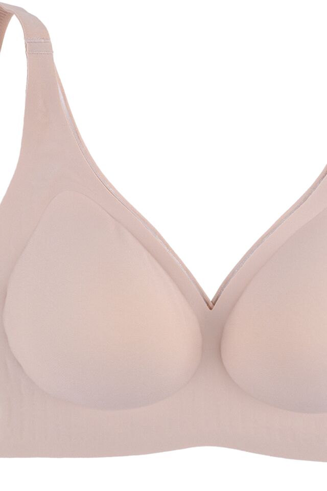 Balensiz Lazer Dikişsiz Kaplı Dekolteli Büstiyer Sütyen 80B - Ten