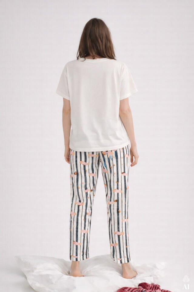 Kadın Pamuklu Renkli Köpek Baskılı Örme Pijama Takımı Ekru - Gri - XL